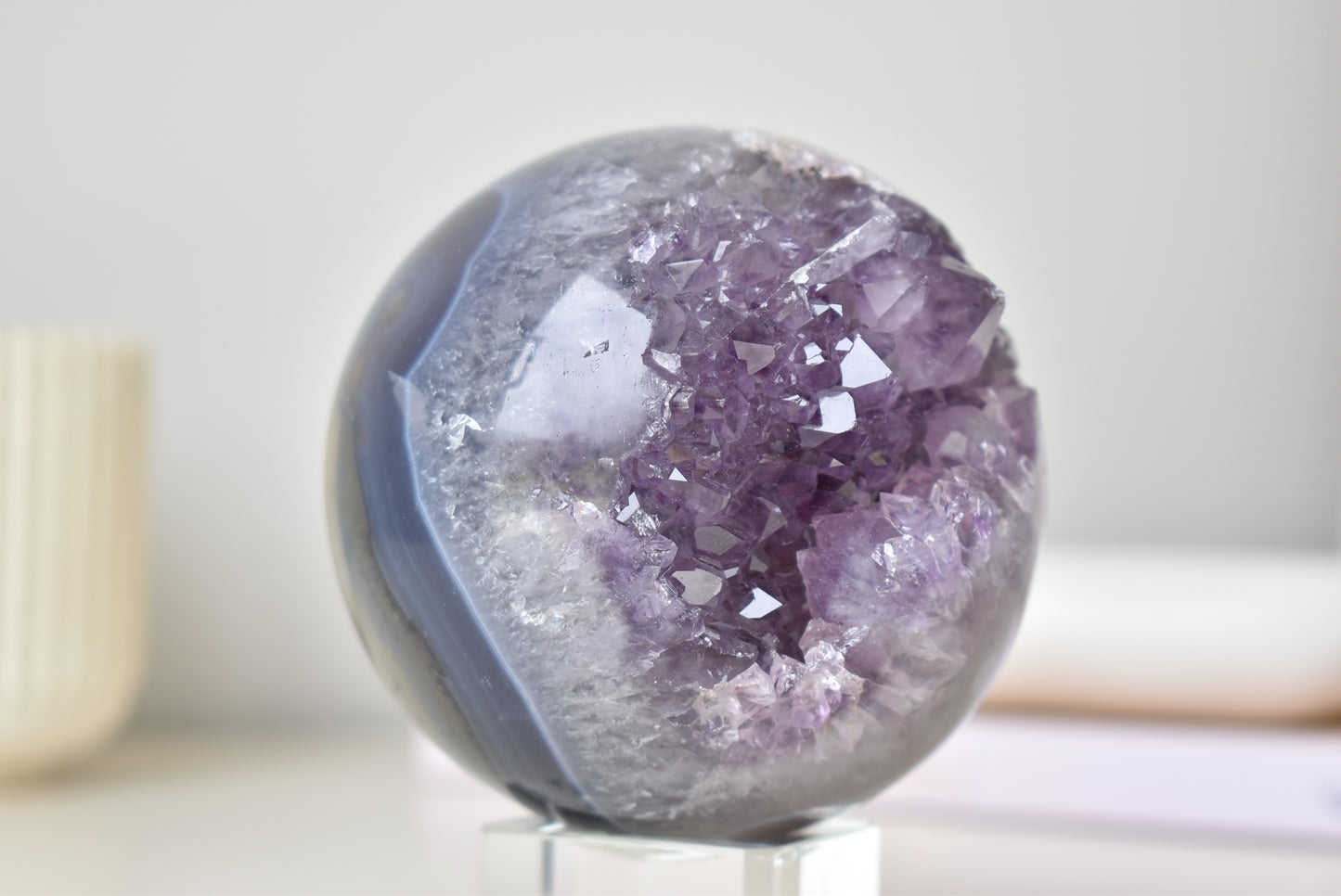Lagre Amethyst Cluster Sphere 926g,89mm (video)