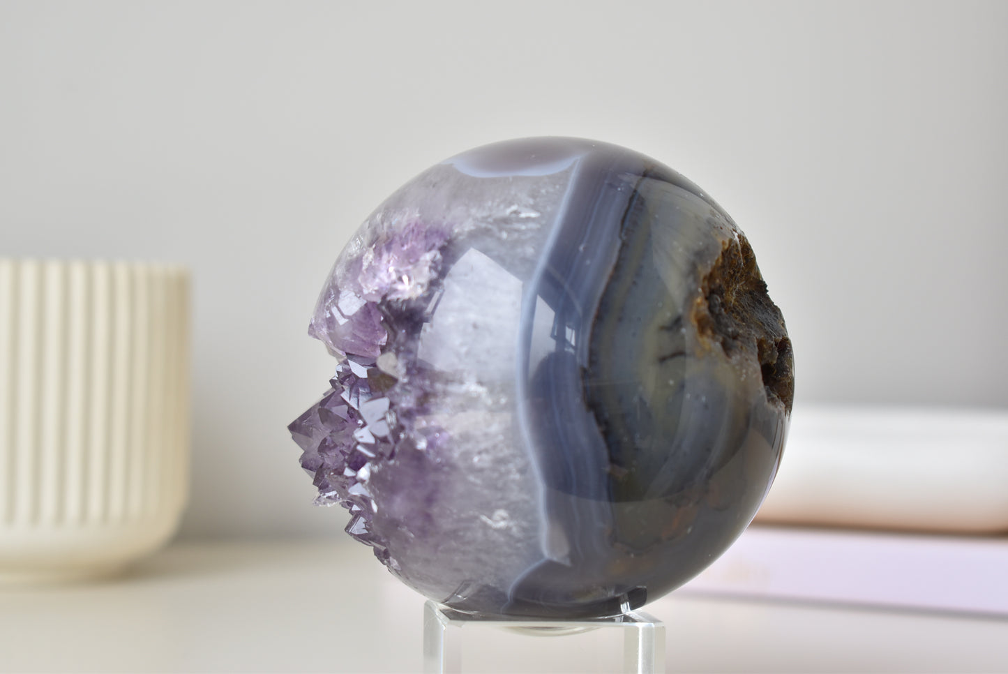 Lagre Amethyst Cluster Sphere 926g,89mm (video)