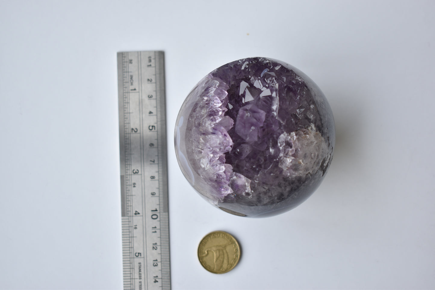 Lagre Amethyst Cluster Sphere 926g,89mm (video)