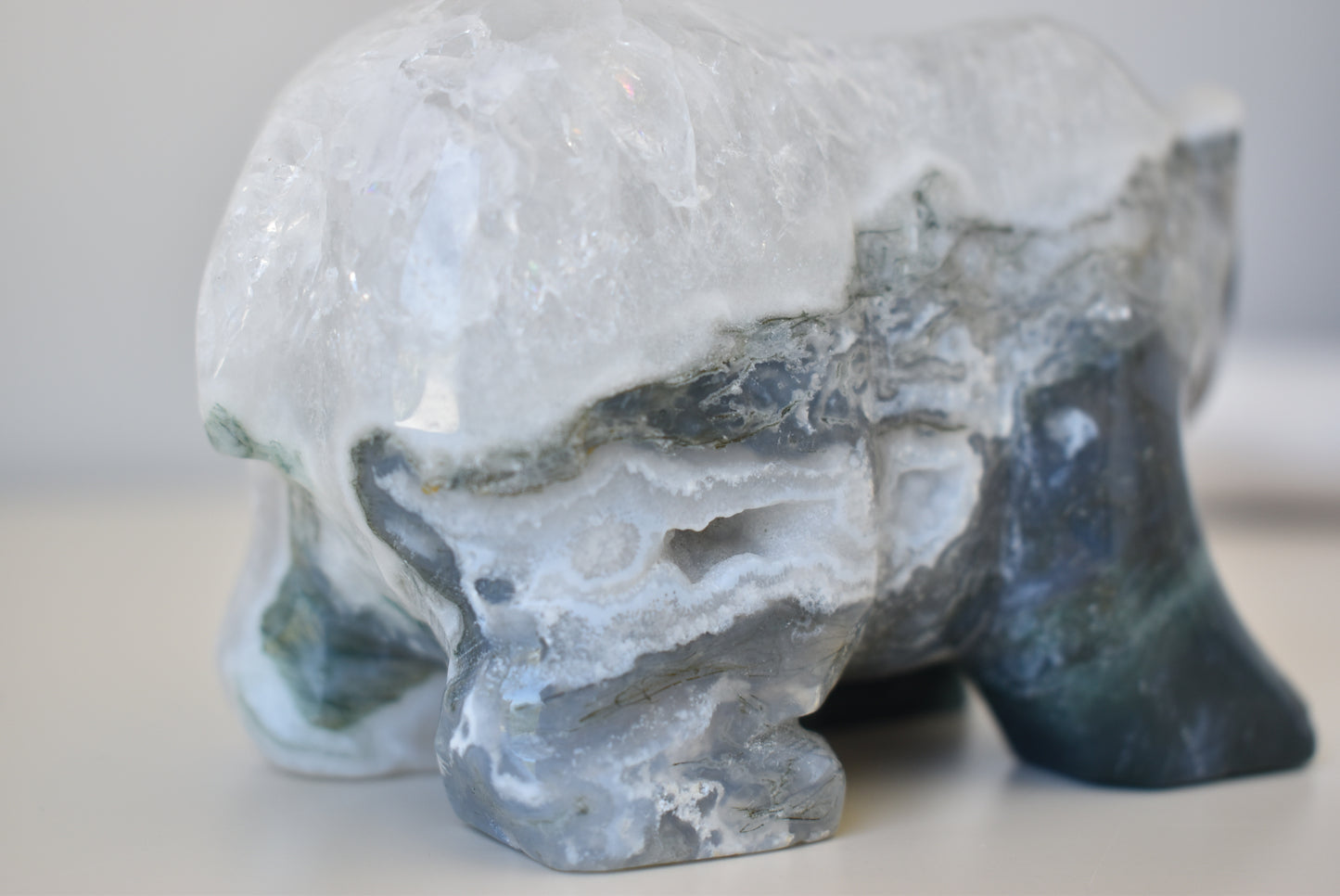 Moss Agate Polar Bear (large) 612g