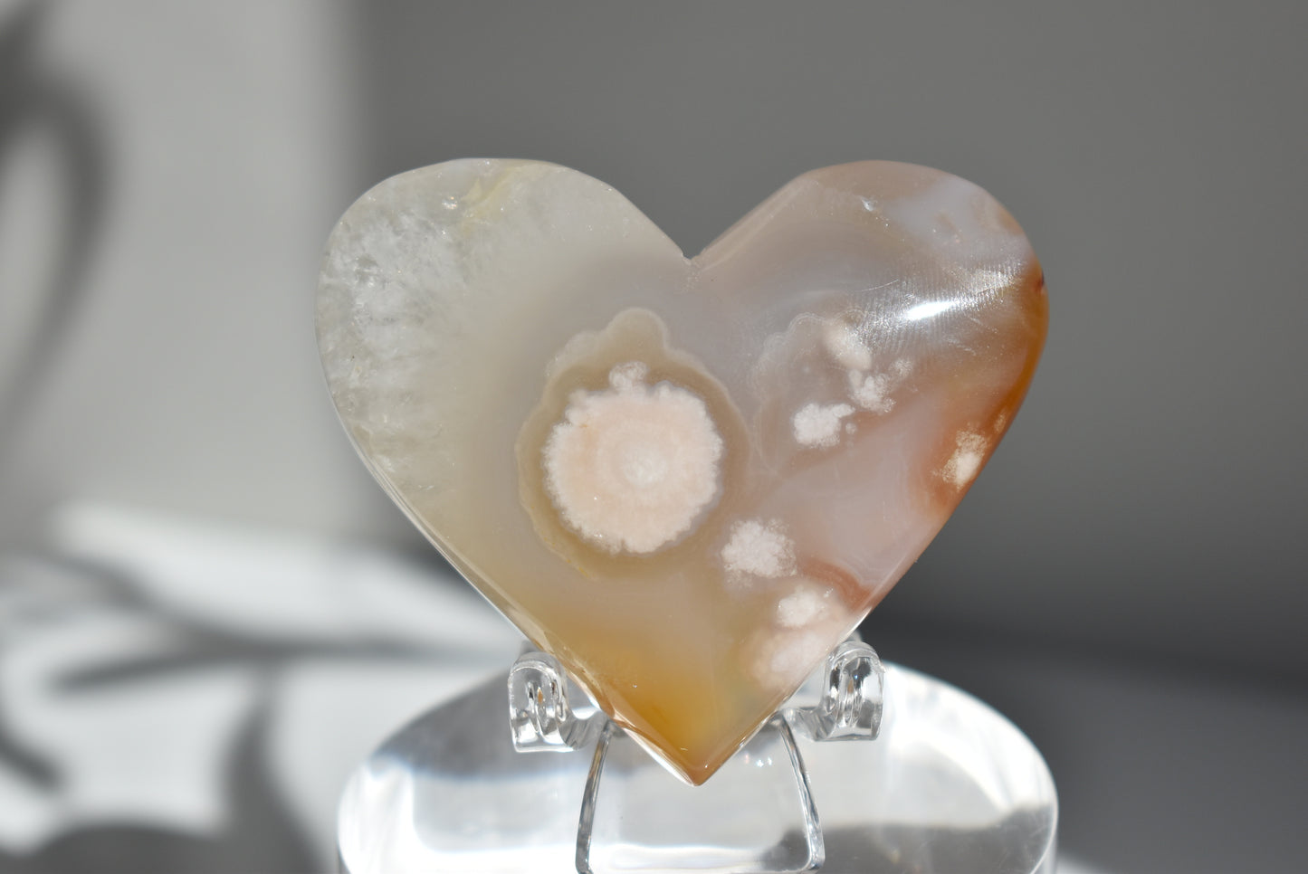 High Grade Flower Agate Heart