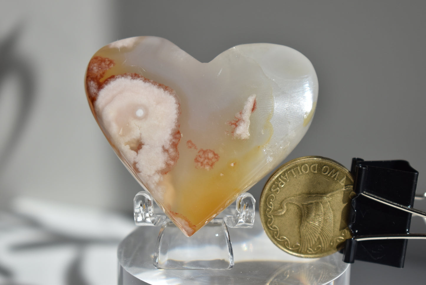 High Grade Flower Agate Heart