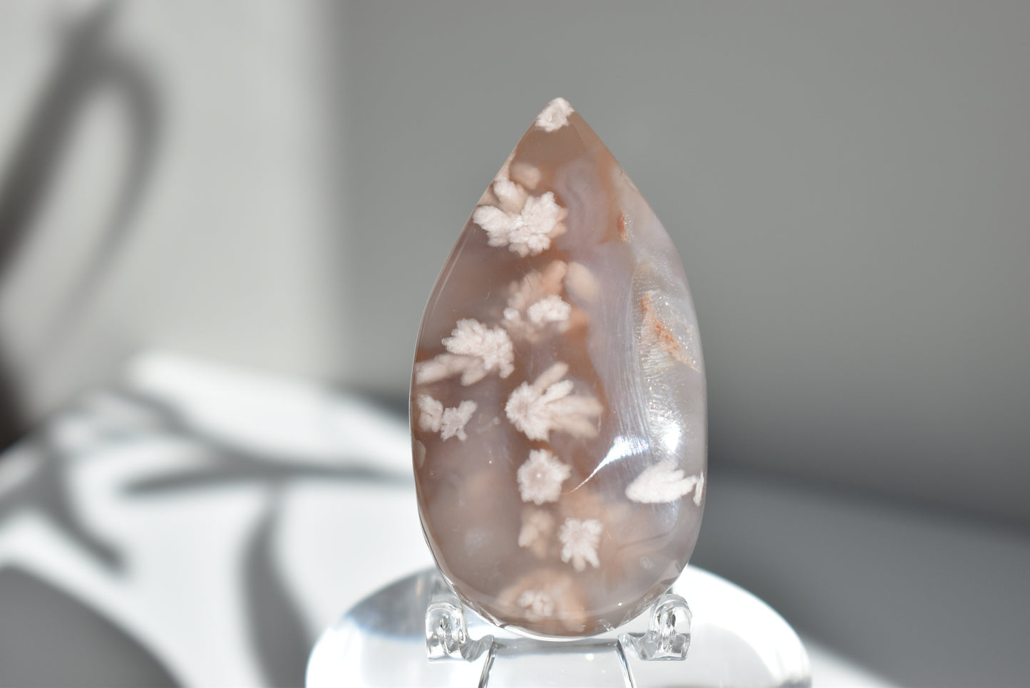 High Grade Flower Agate Teardrop Shape