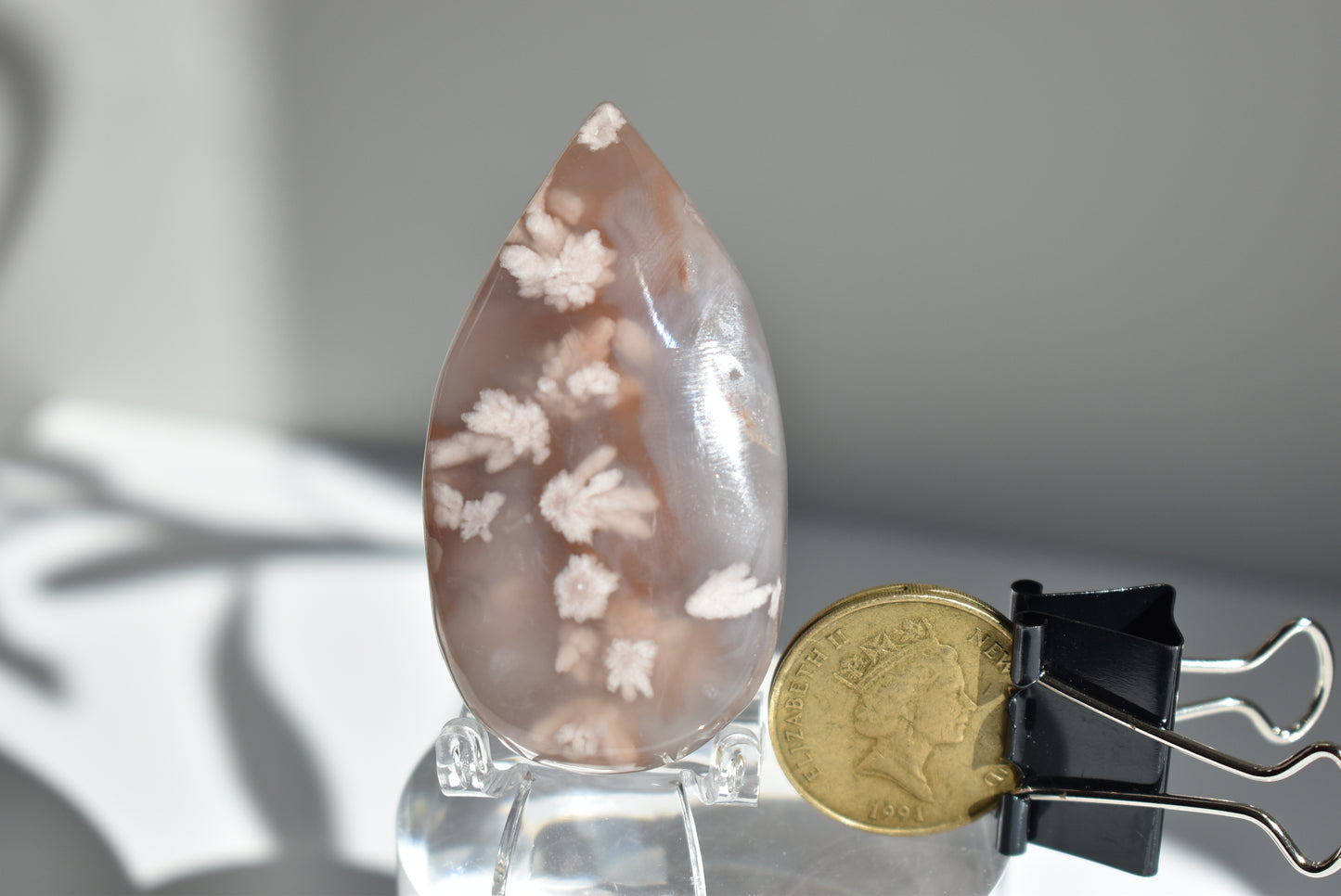High Grade Flower Agate Teardrop Shape