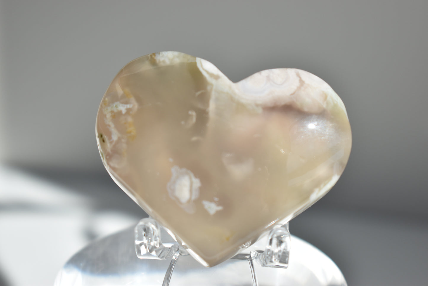 High Grade Green Flower Agate Heart