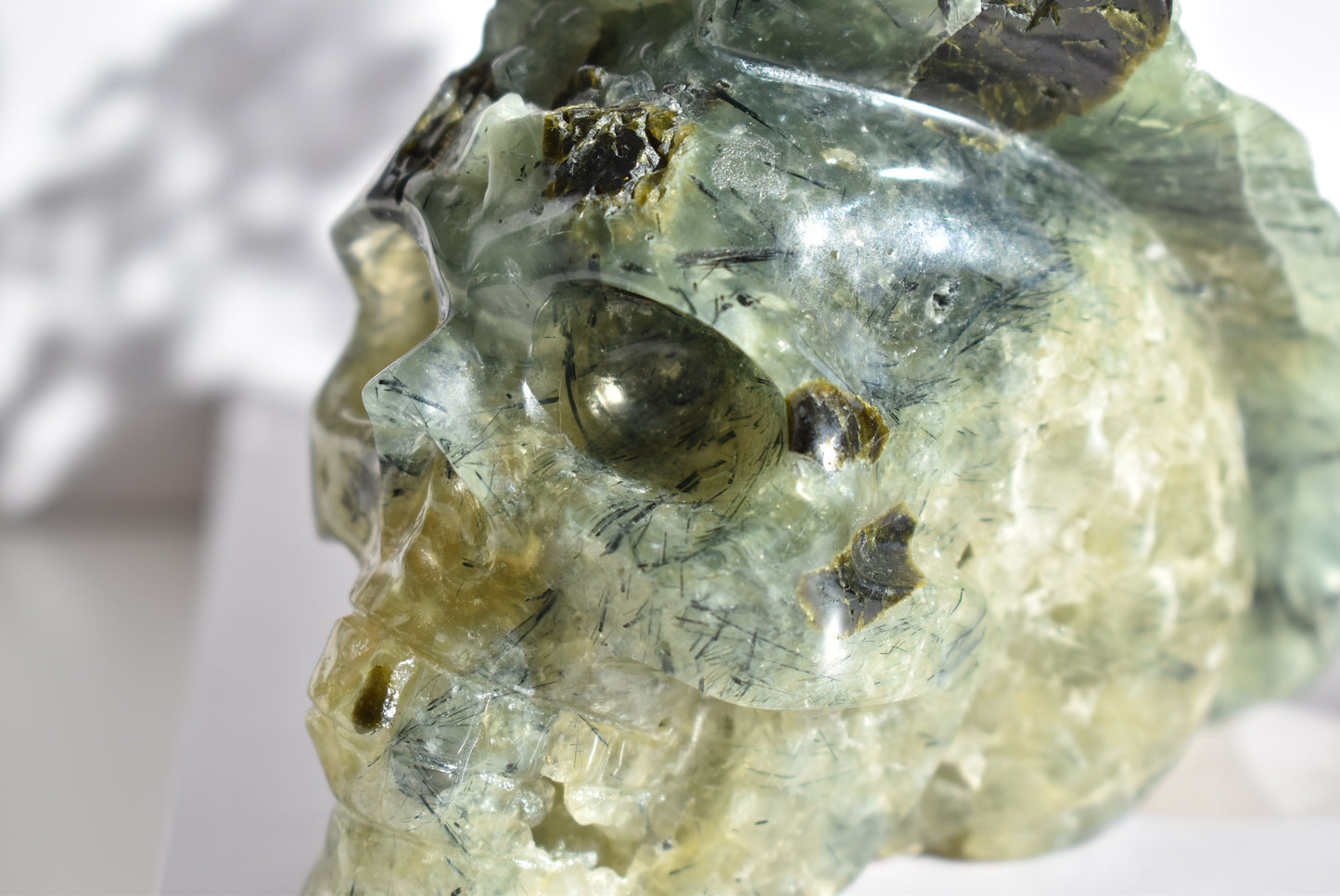 Large Prehnite Skull Carving 1kg