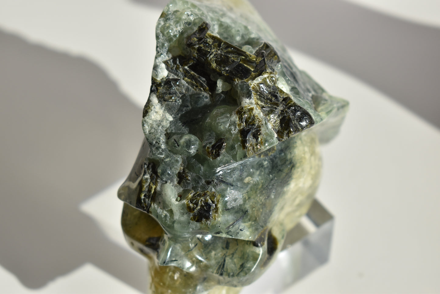 Large Prehnite Skull Carving 1kg