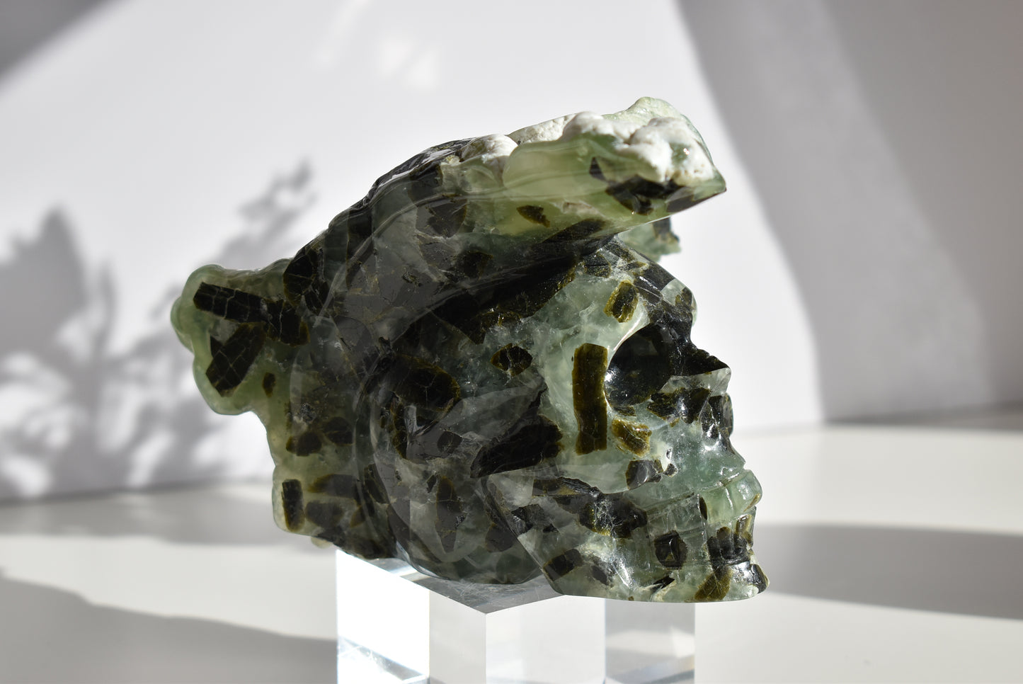 Large Prehnite Skull Carving 1.6kg