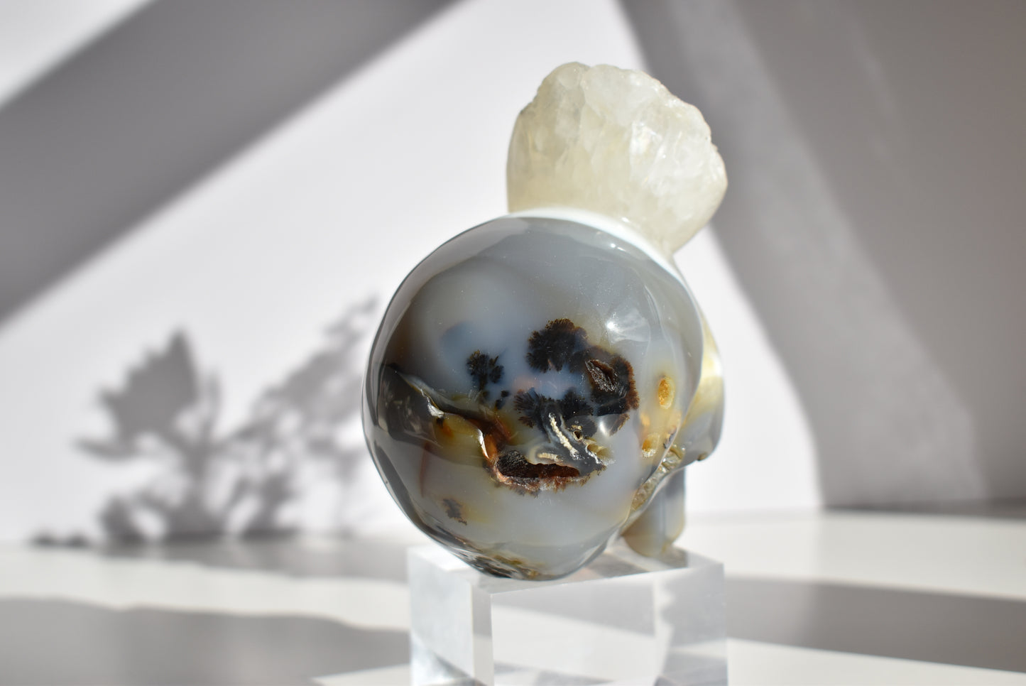 Large Agate Skull Carving with Dendritic 1kg