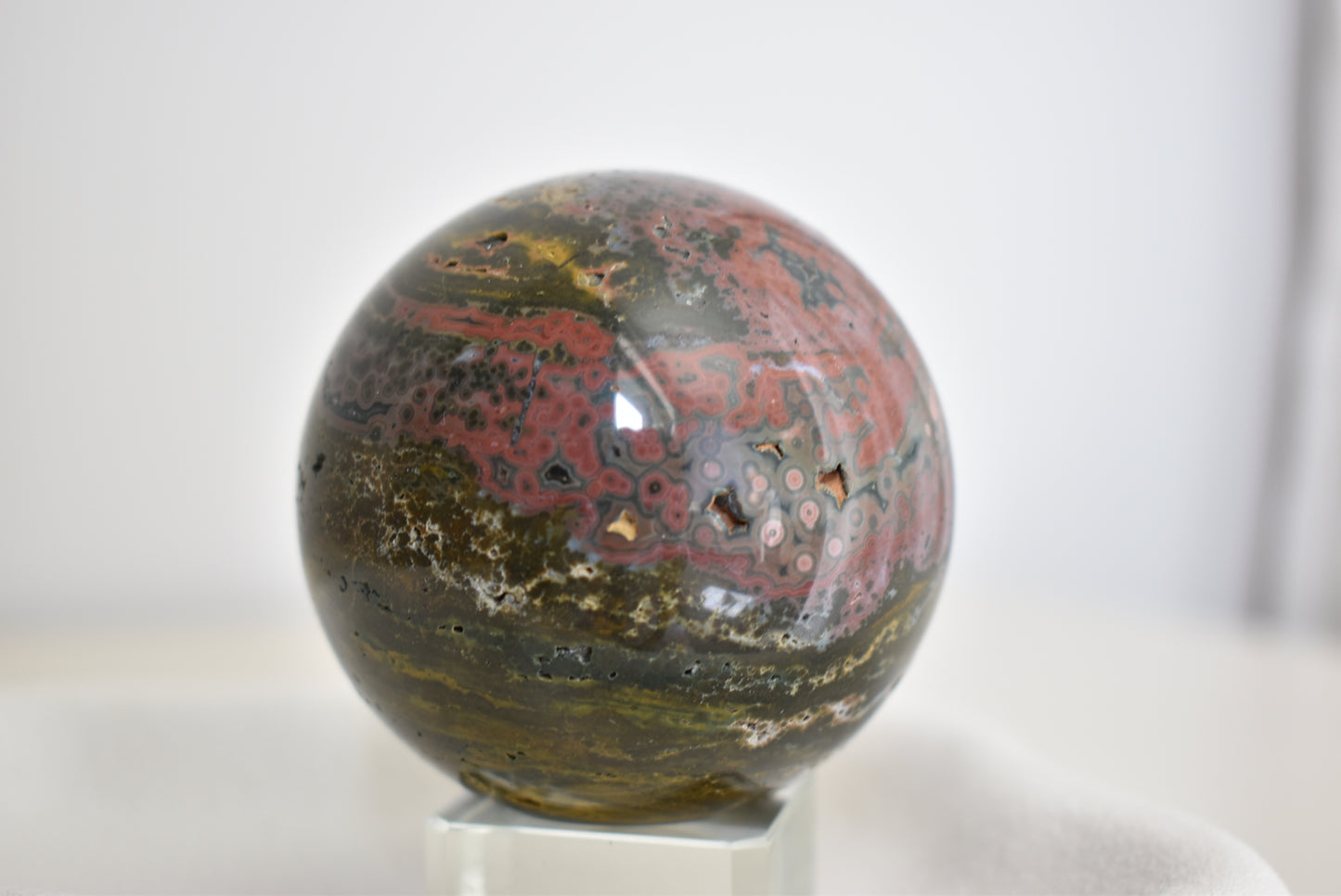 Orbicular Ocean Jasper Sphere (red) 67mm
