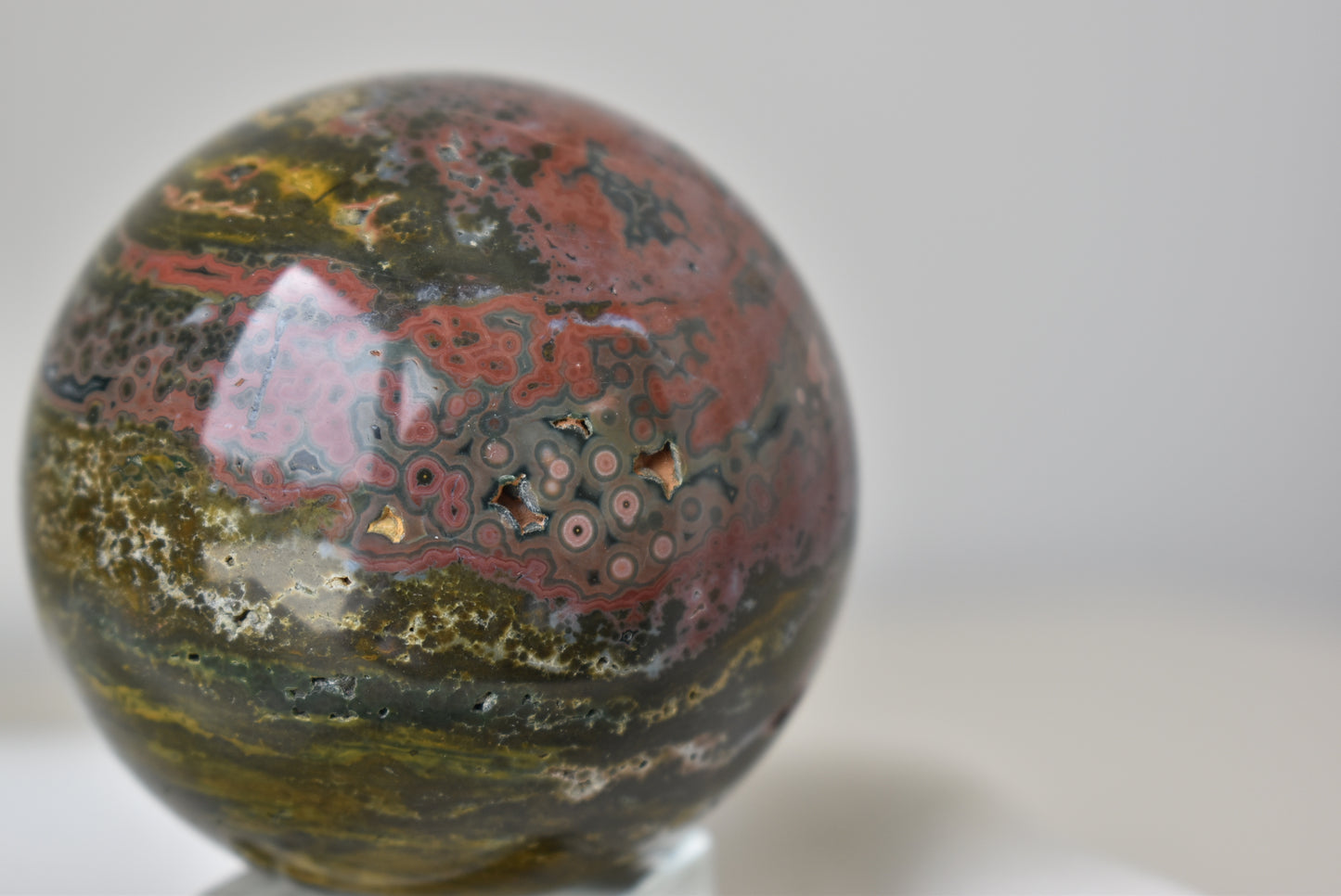 Orbicular Ocean Jasper Sphere (red) 67mm