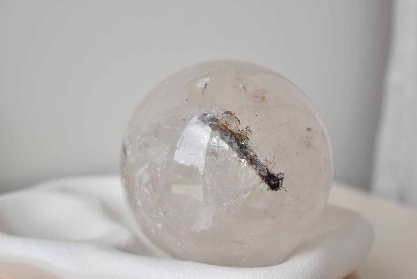 Large Clear Quartz Sphere with Black Tourmaline in Quartz 1.1kg