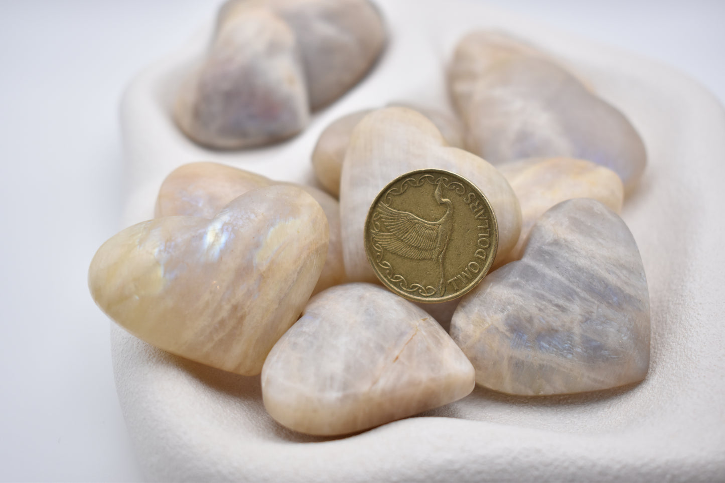 Moonstone heart with blue flash