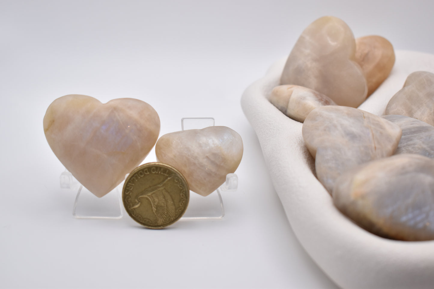 Moonstone heart with blue flash