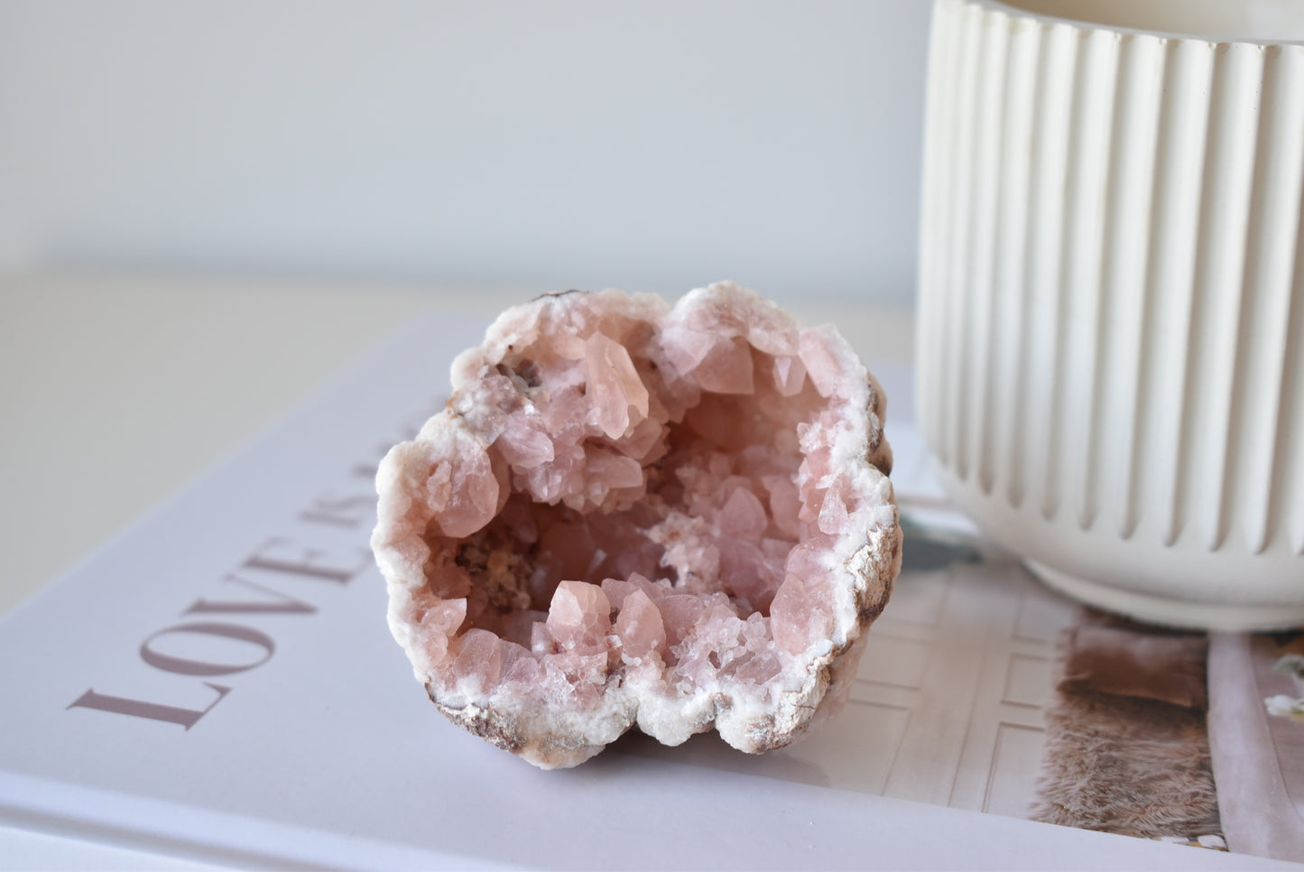 Pink amethyst crystal geode #1