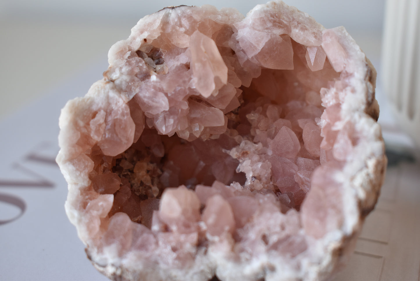 Pink amethyst crystal geode #1