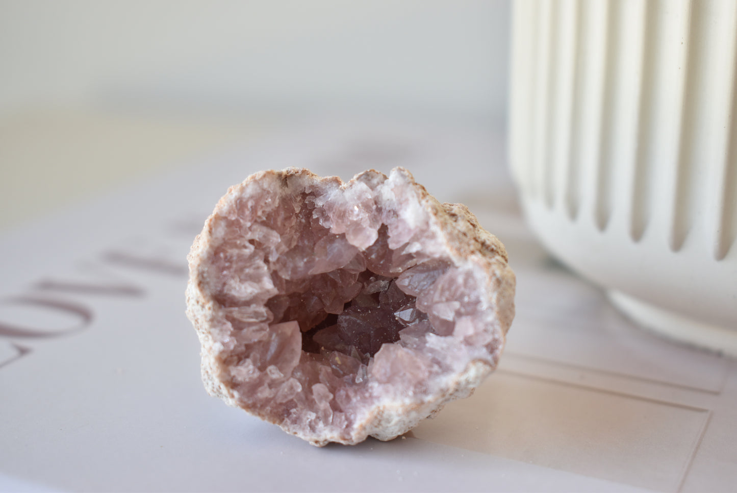 Pink amethyst crystal geode #2