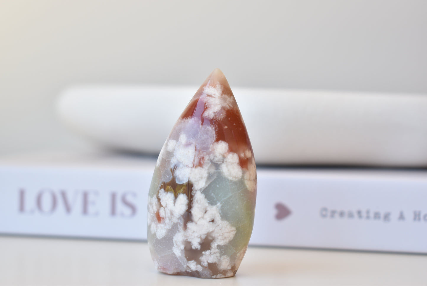 Red & Green Flower Agate Flame