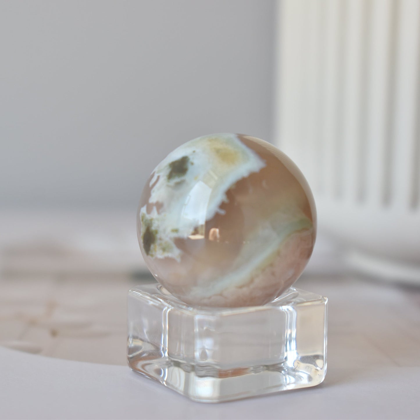 Green Flower Agate sphere 28mm #5