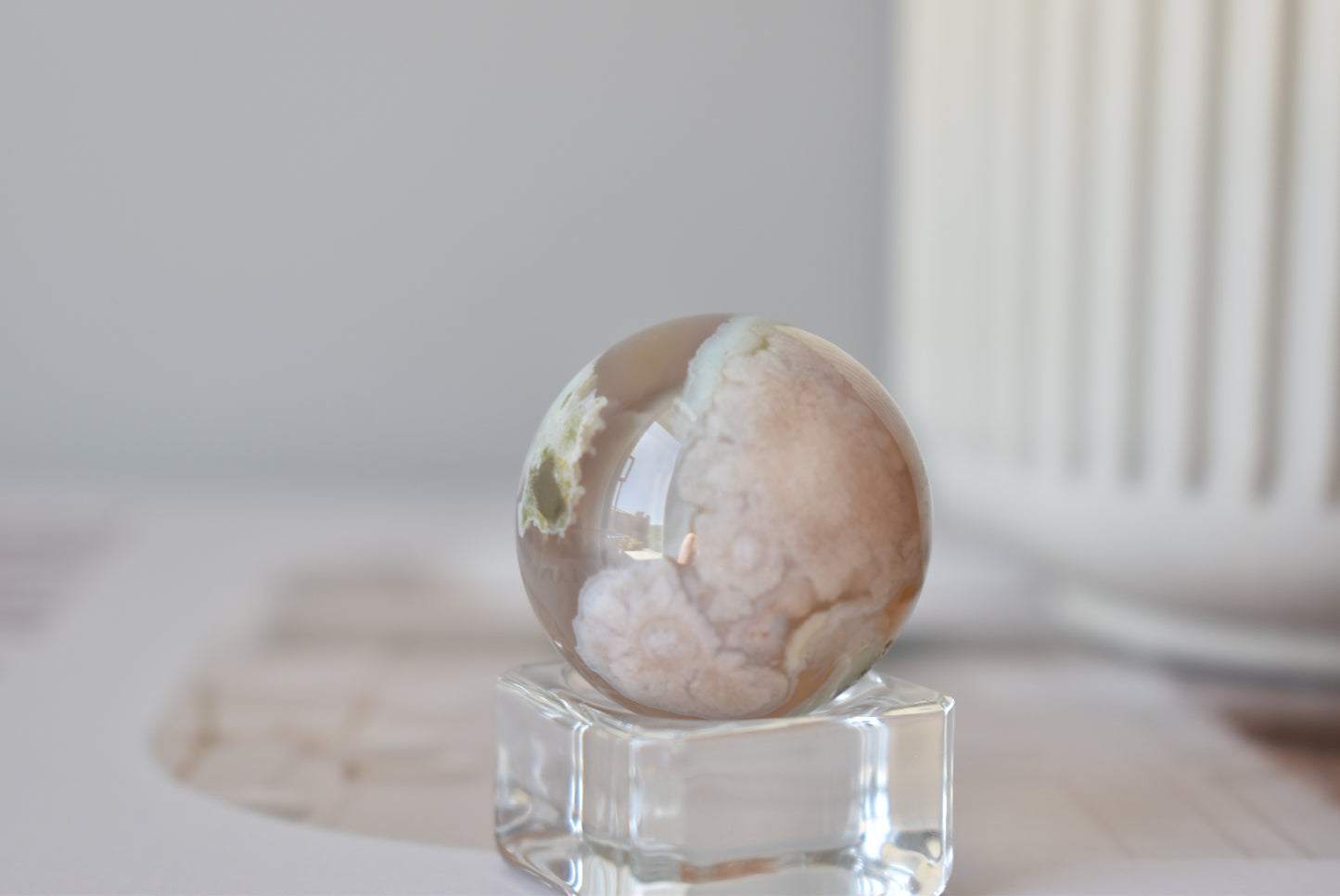 Green Flower Agate sphere 28mm #5