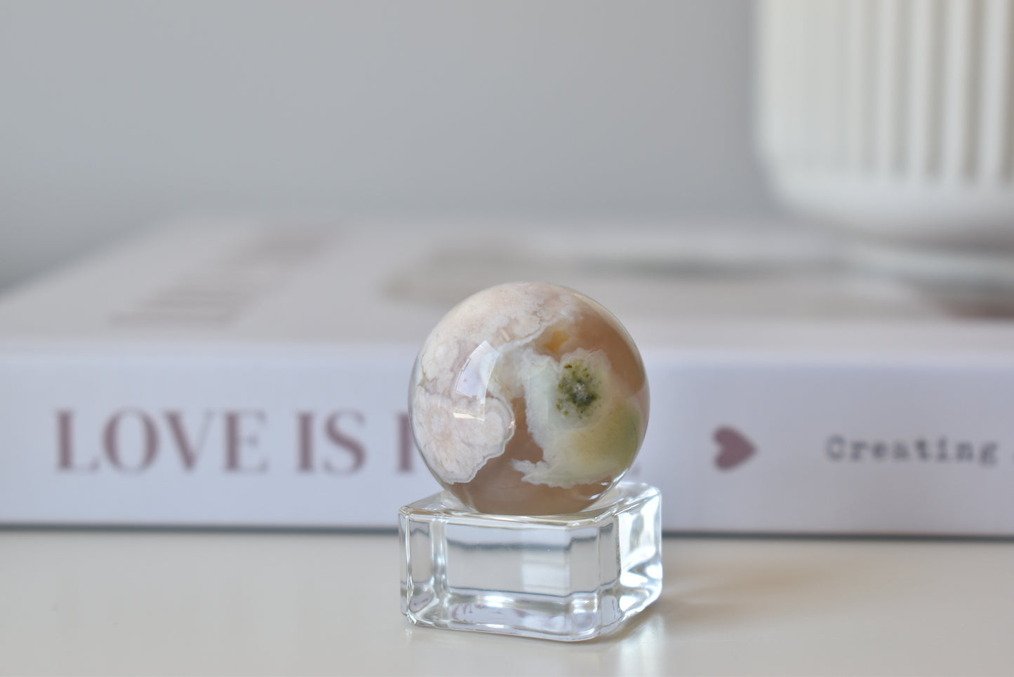 Green Flower Agate sphere 28mm #5