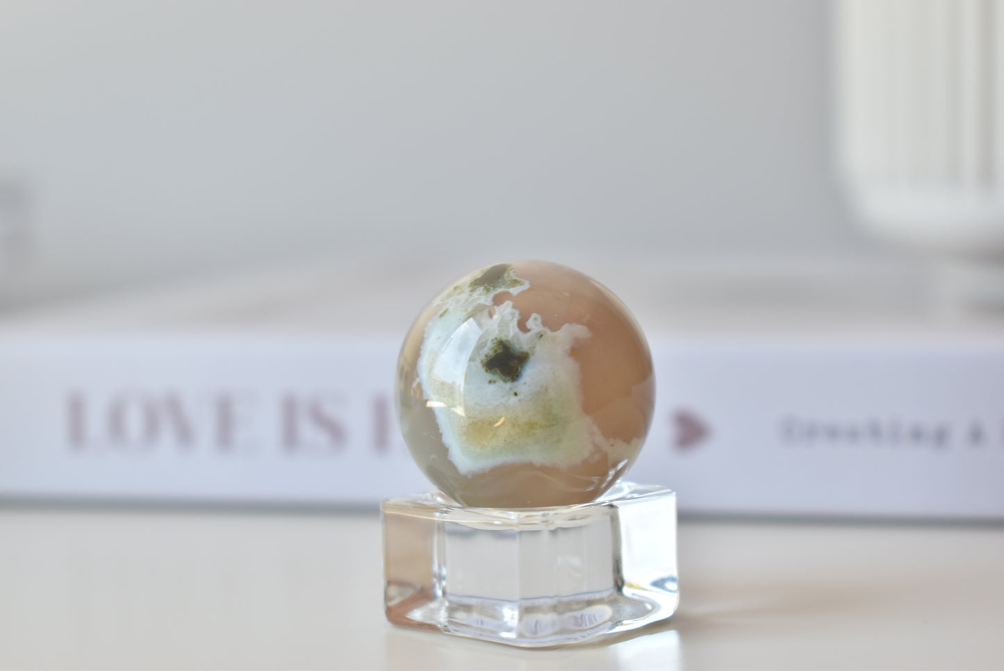 Green Flower Agate sphere 28mm #5