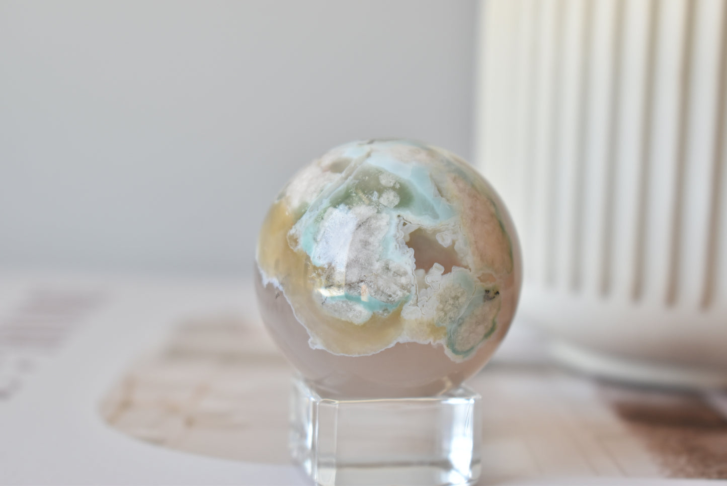 Green Flower Agate sphere 40mm #3
