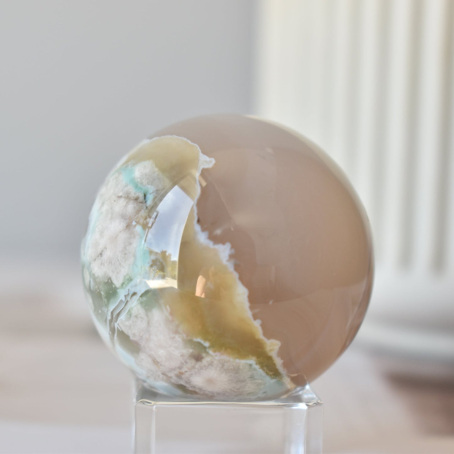 Green Flower Agate sphere 40mm #3