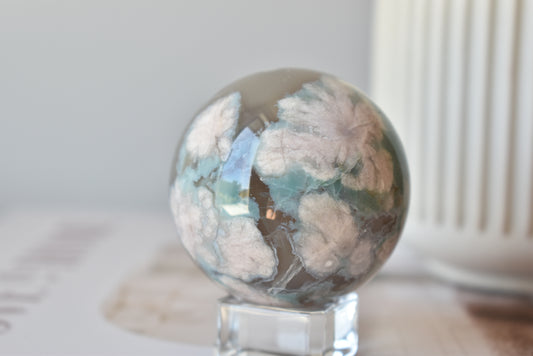 Green Flower Agate sphere 51mm #1