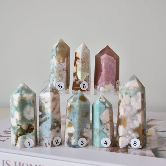Green Flower Agate Points