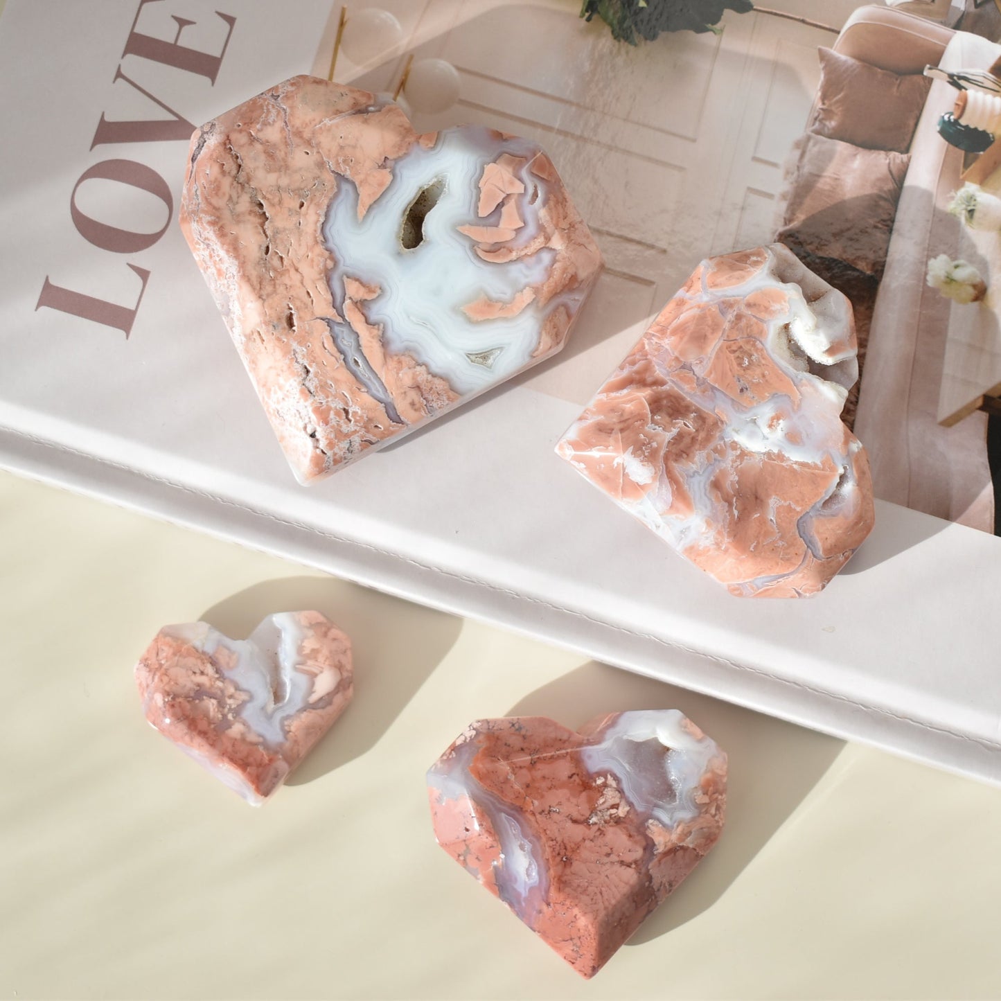 Cotton Candy Pink Agate Heart with Druzy