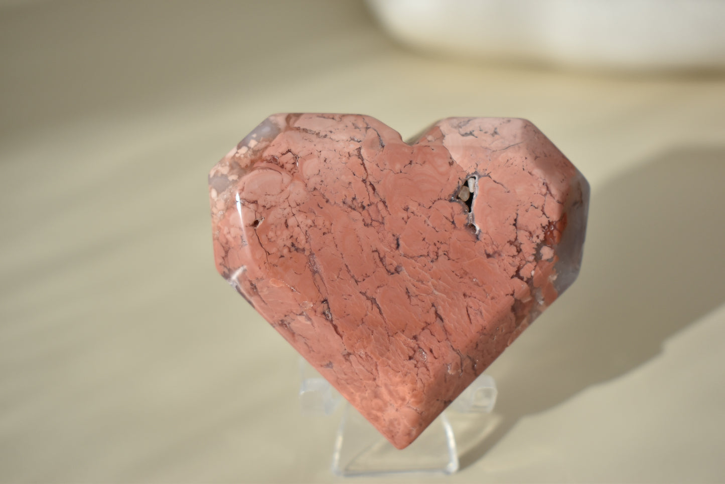 Cotton Candy Pink Agate Heart with Druzy