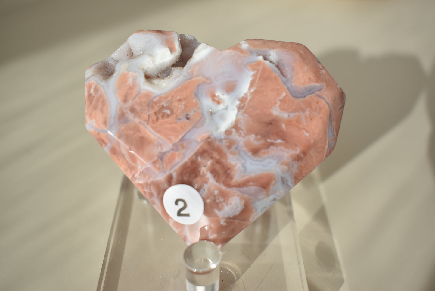 Cotton Candy Pink Agate Heart with Druzy