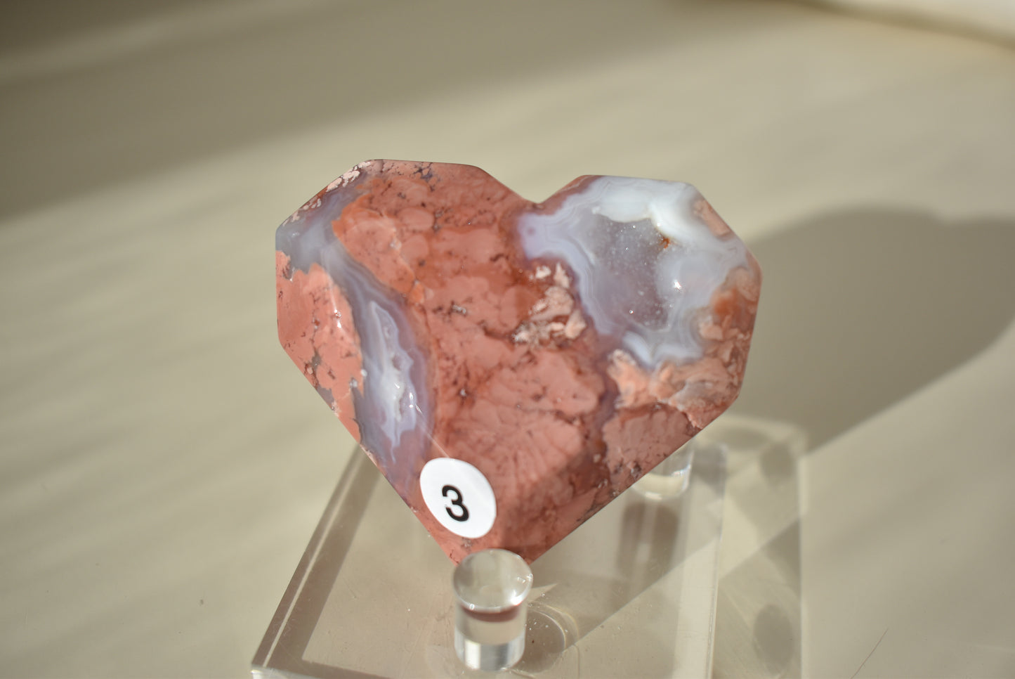 Cotton Candy Pink Agate Heart with Druzy