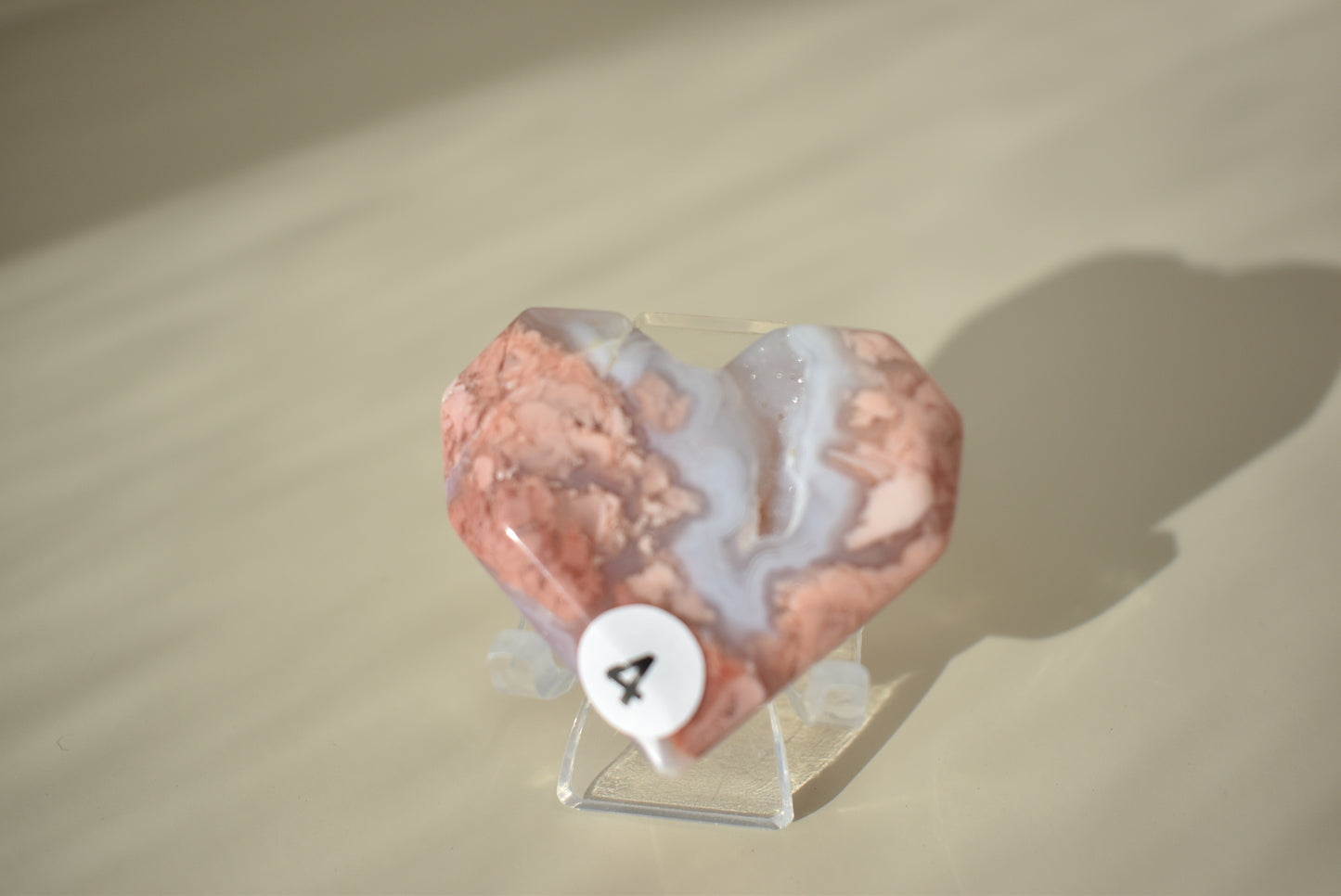 Cotton Candy Pink Agate Heart with Druzy