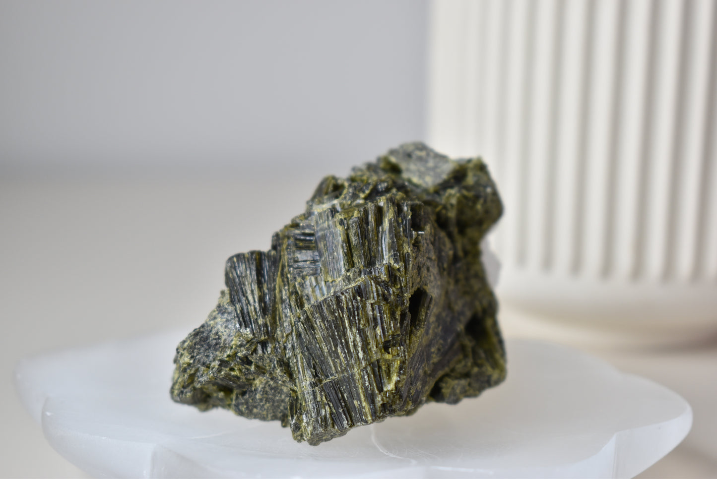 Green Tourmaline with Calcite Raw #4