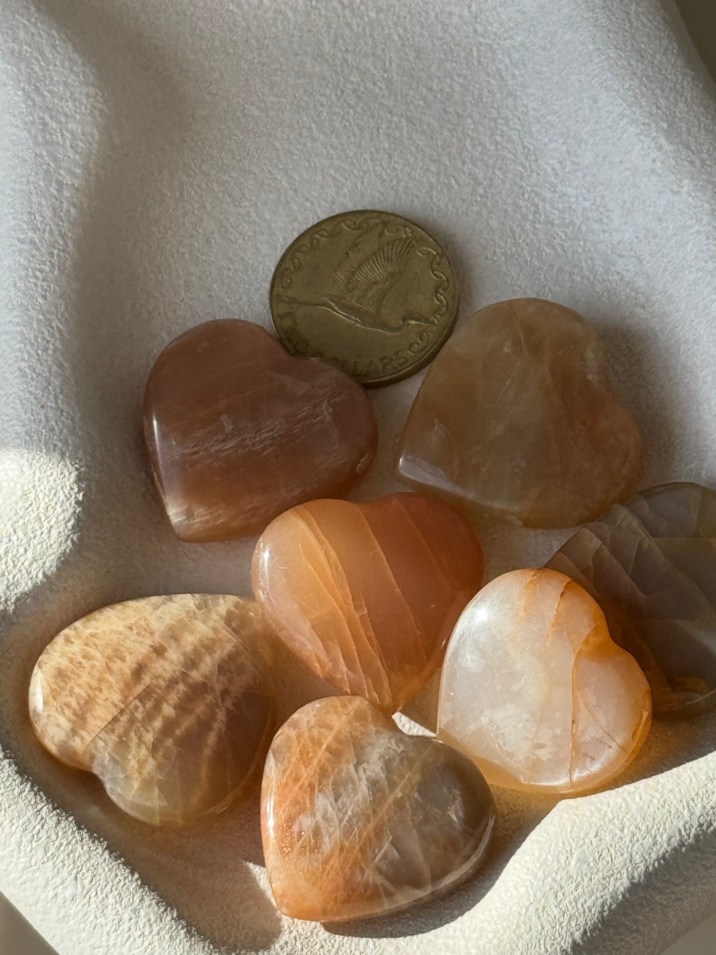 Small Peach Moonstone Heart