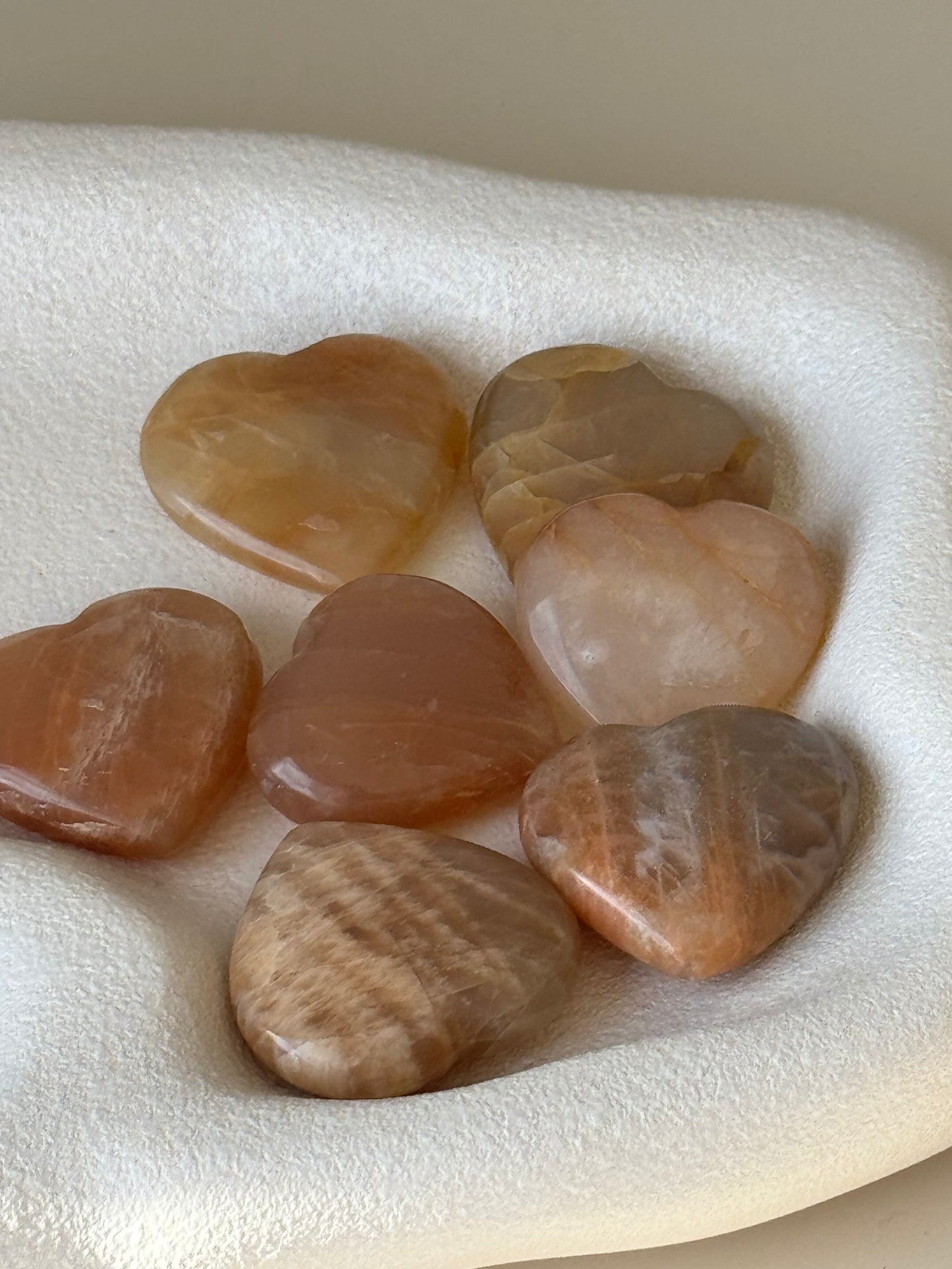 Small Peach Moonstone Heart