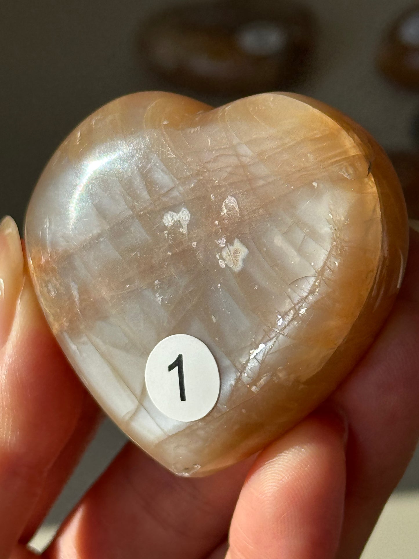 Peach Moonstone Heart