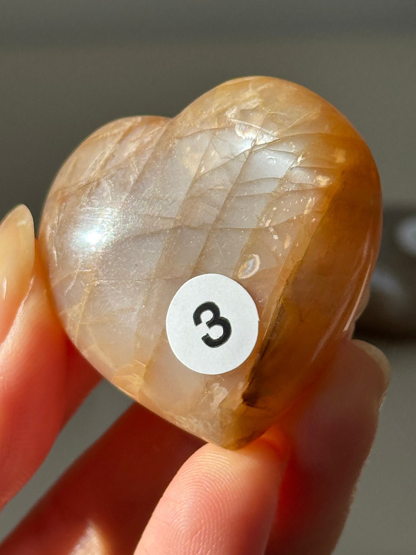 Peach Moonstone Heart
