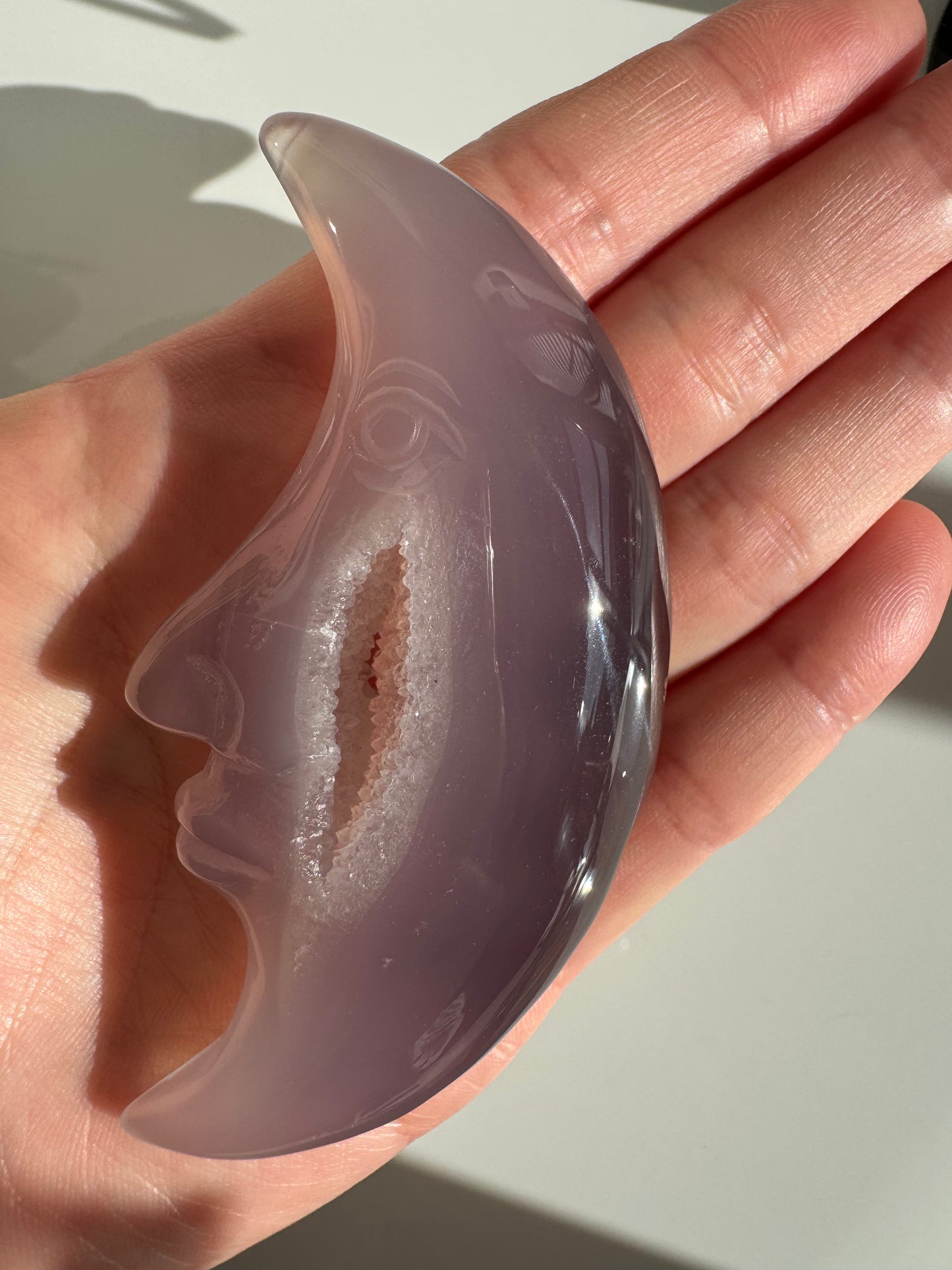 Agate Druzy Moon With Stand