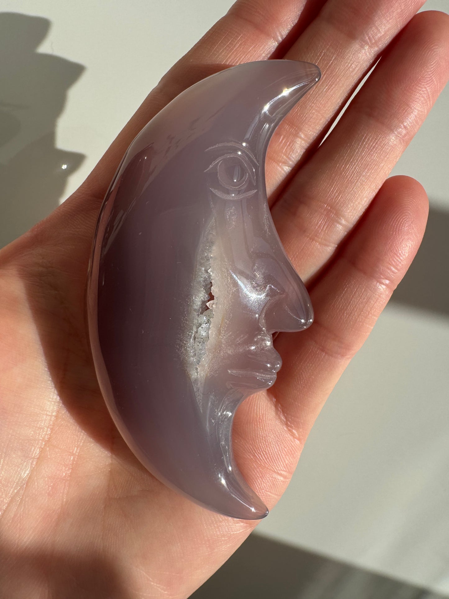 Agate Druzy Moon With Stand