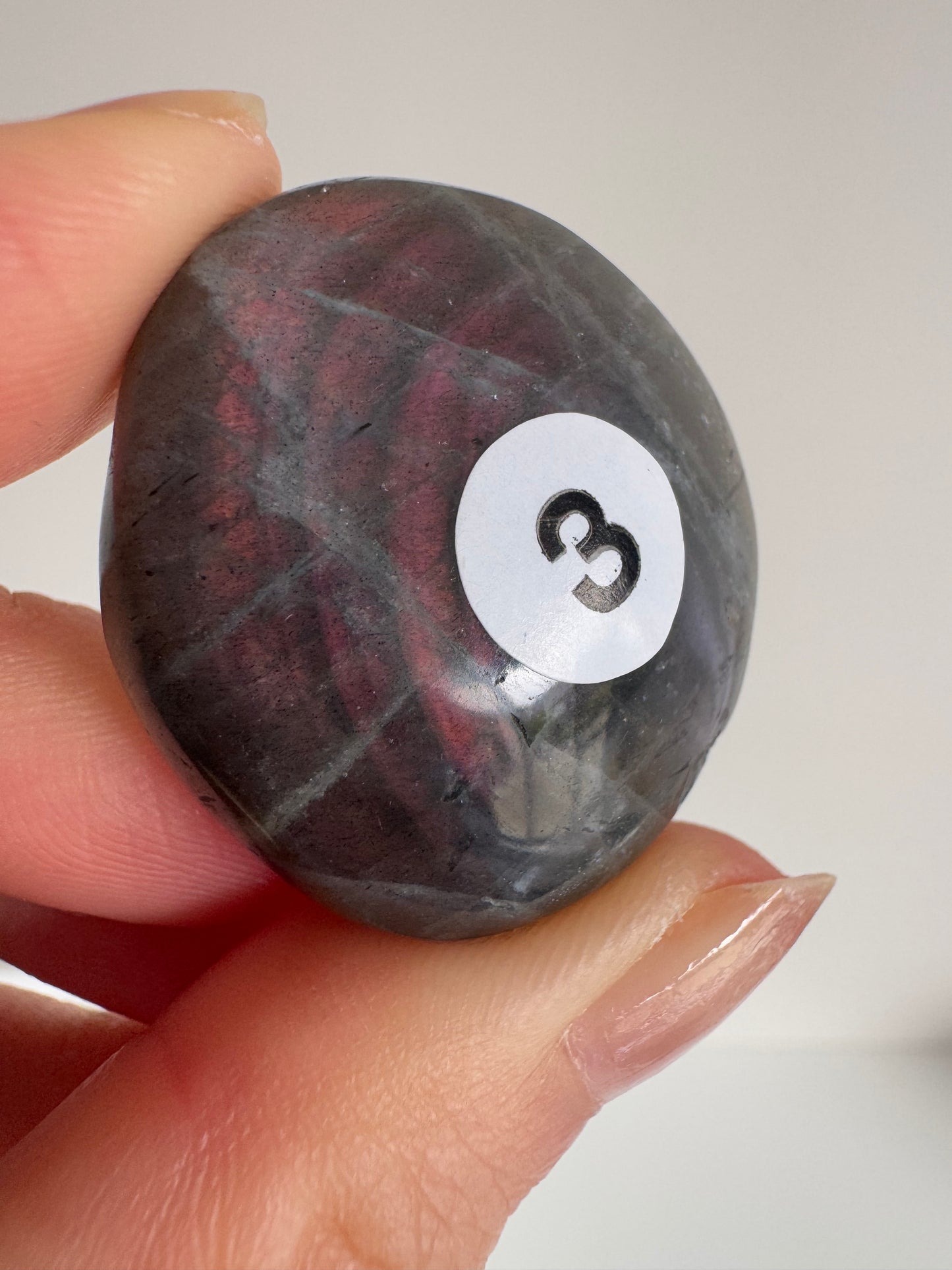 High Grade Pauper Pink Labradorite Small Palmstone