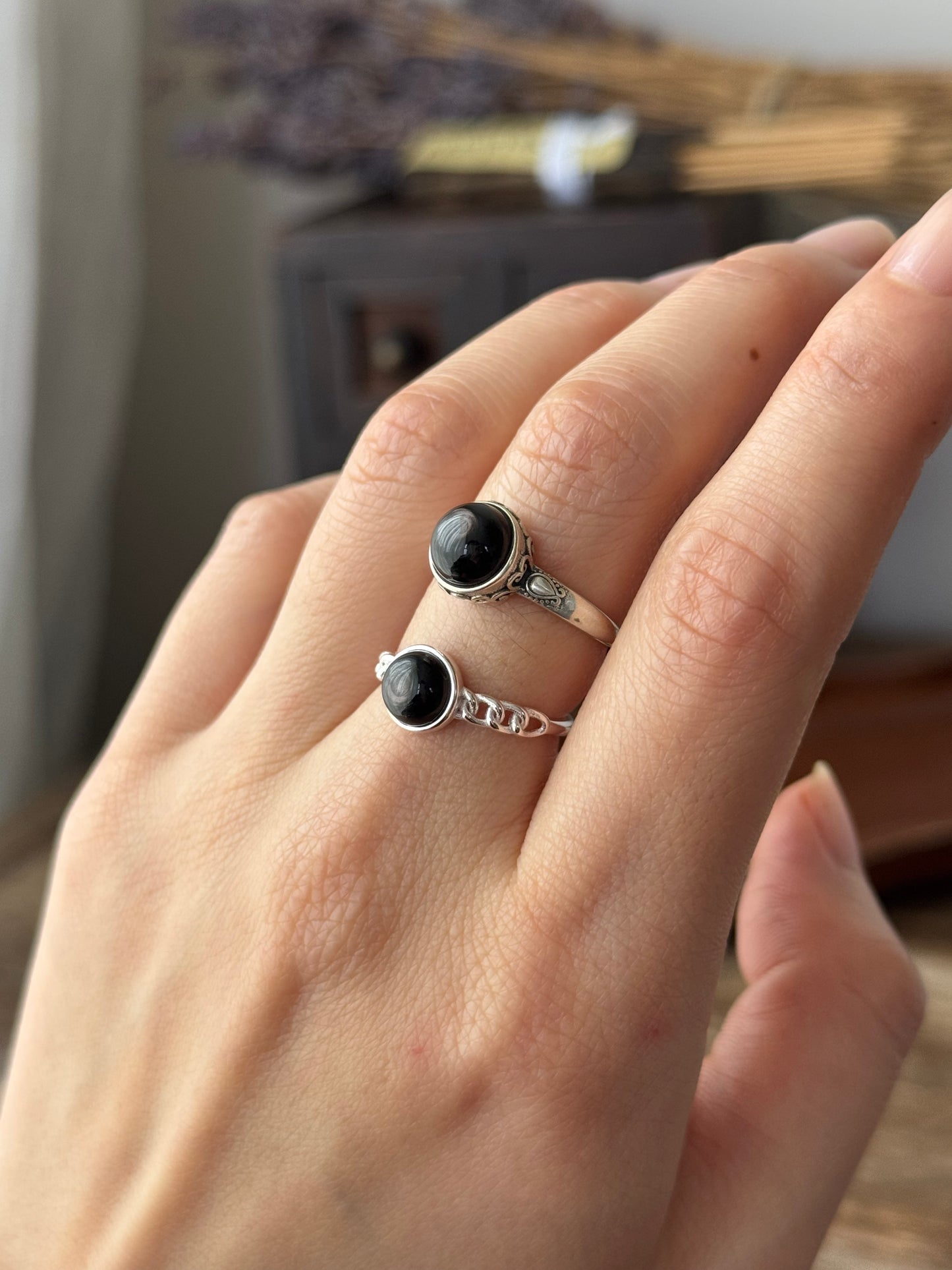 Hypersthene Sterling Sliver Ring Adjustable