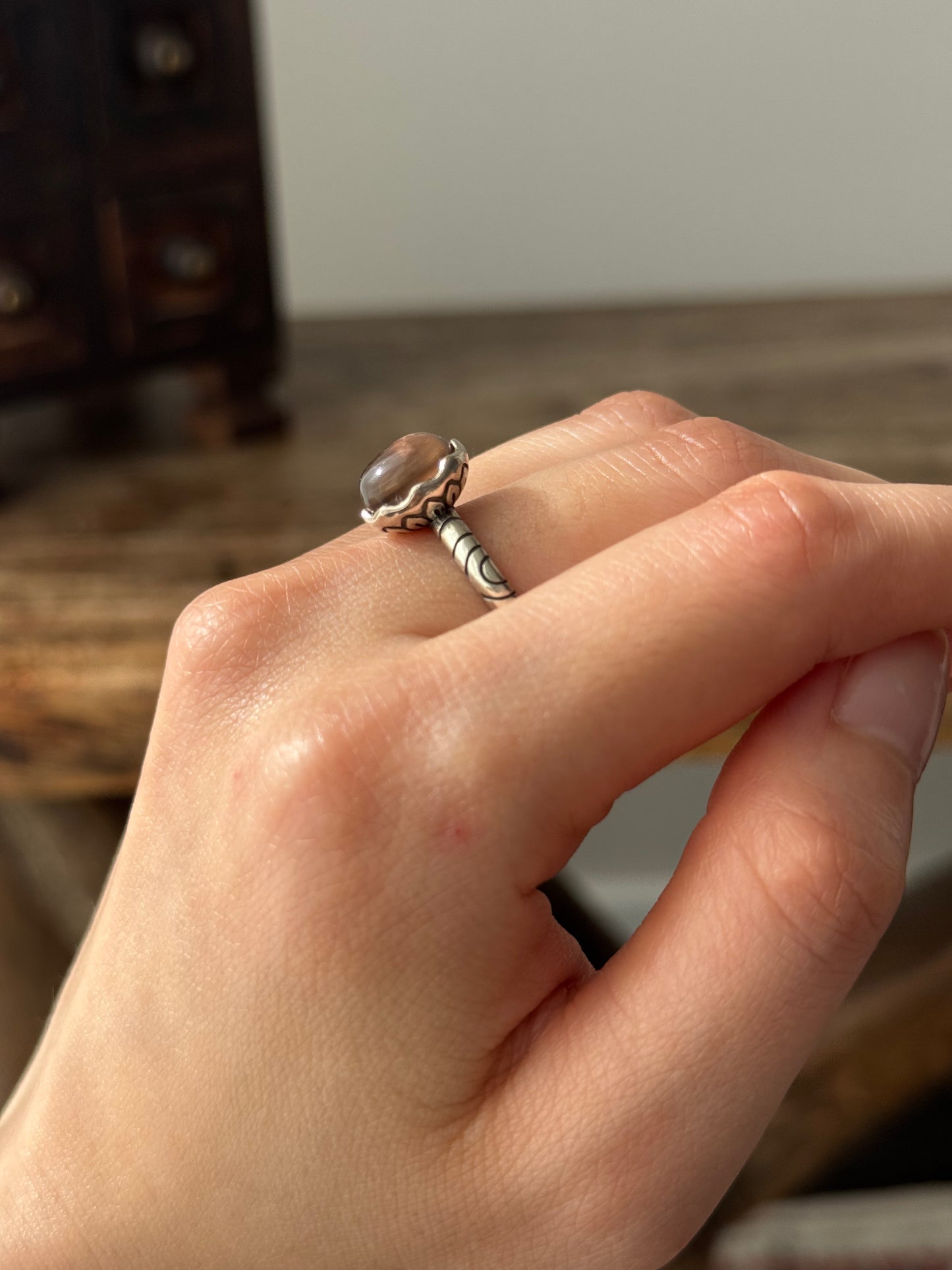 Pink Lepidolite Sterling Sliver Ring