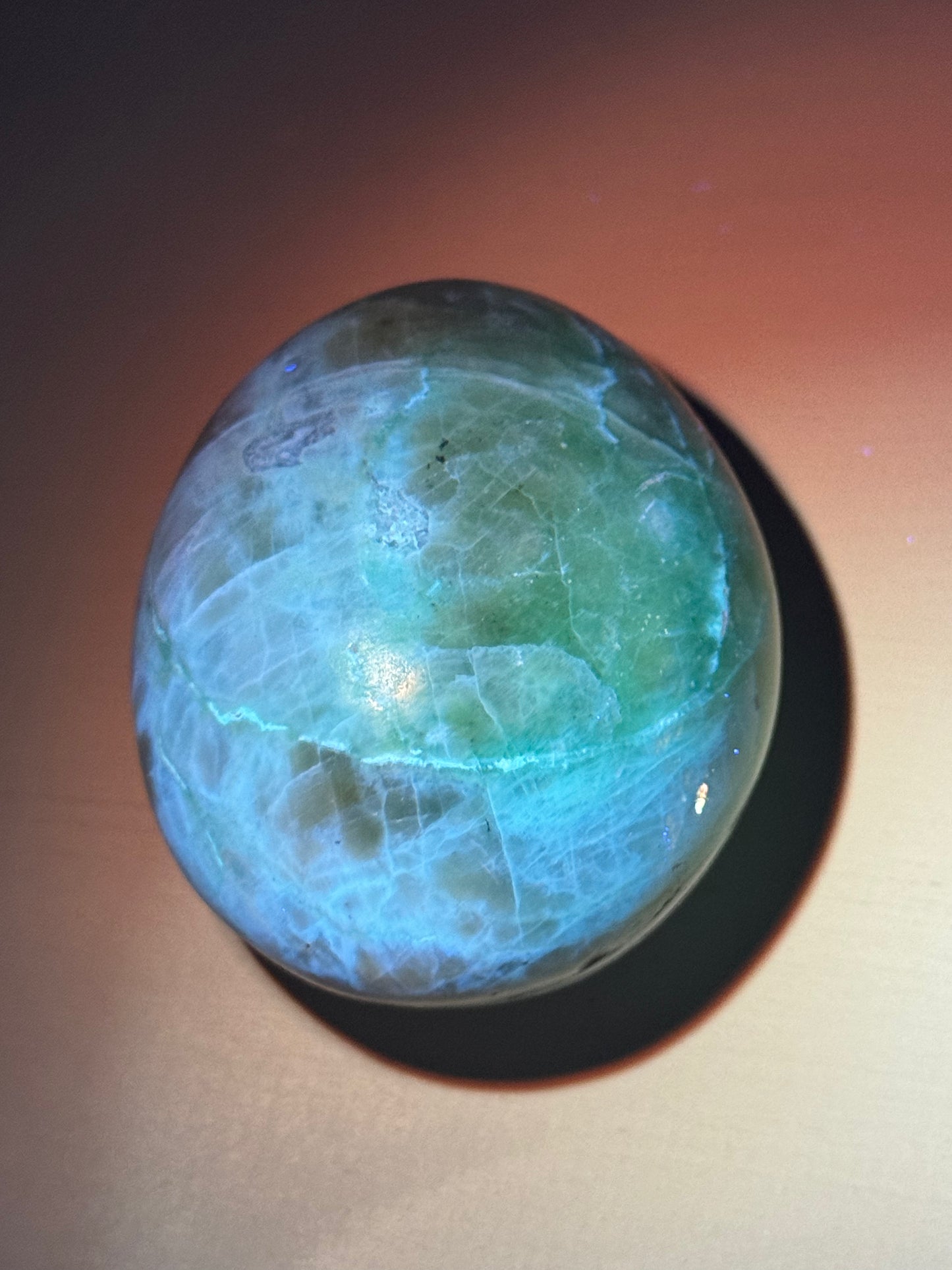Green Moonstone Palmstone #3 (UV Reactive)