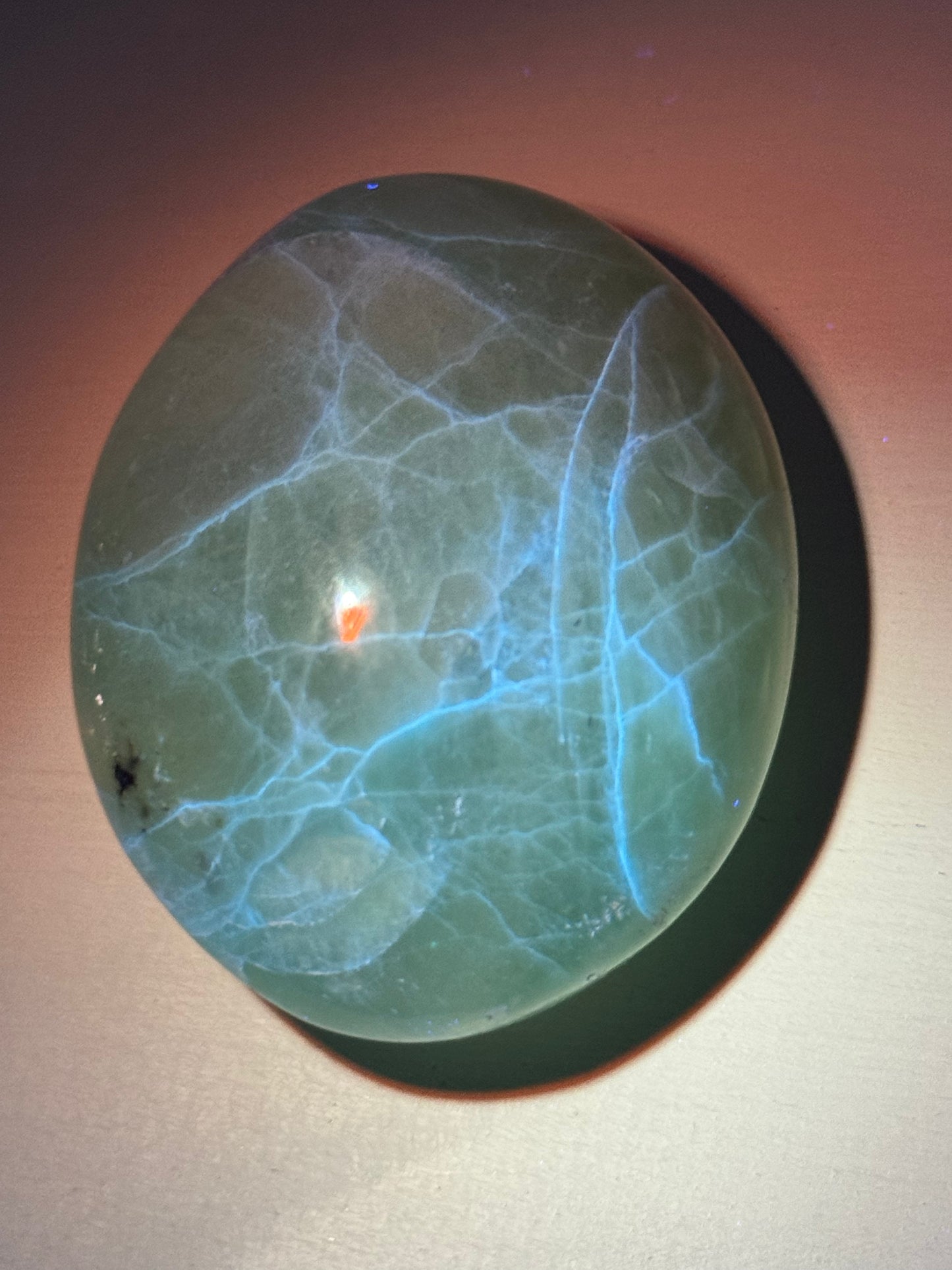 Green Moonstone Palmstone #4 (UV Reactive)