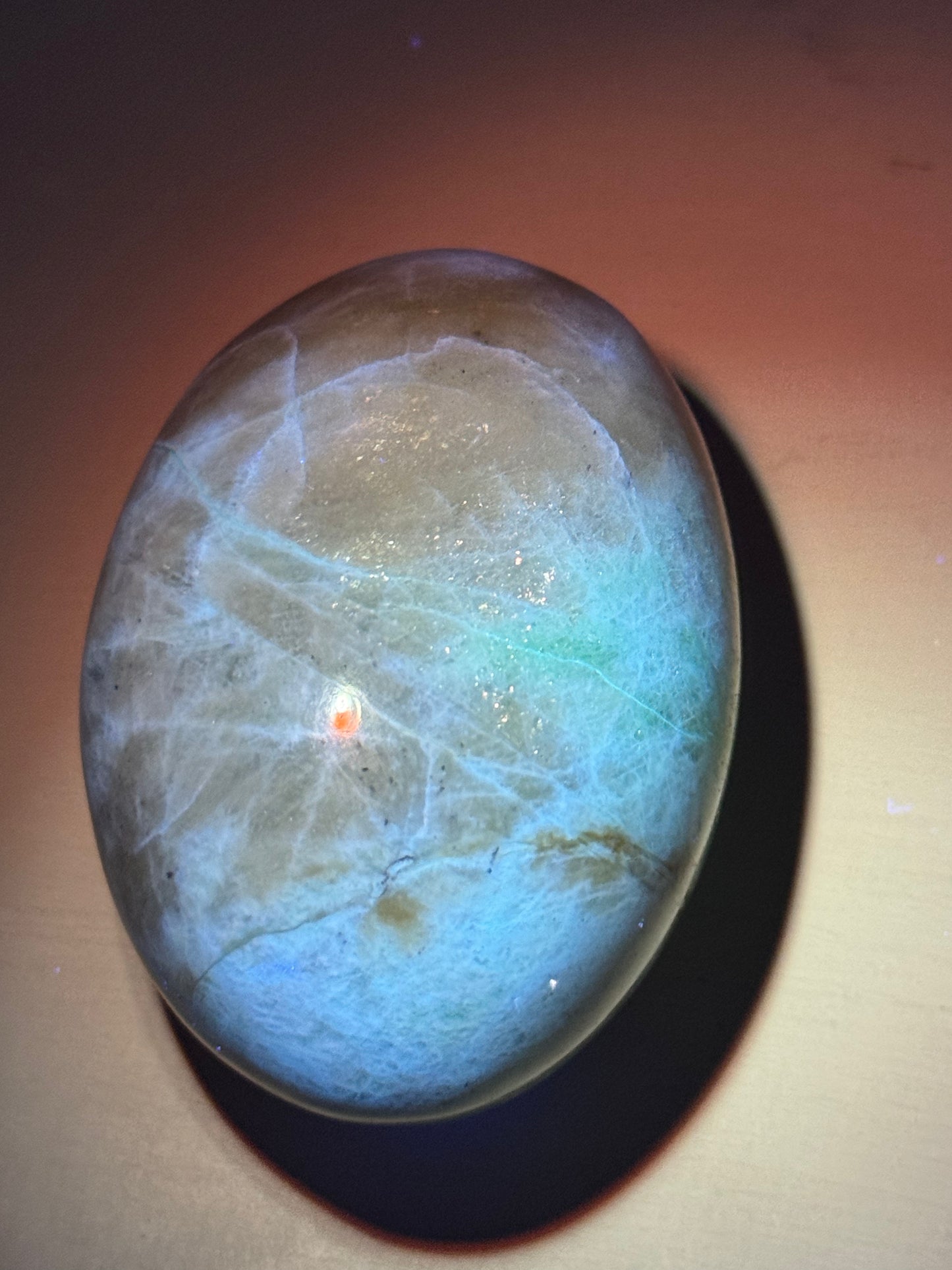 Green Moonstone Palmstone #5 (UV Reactive)