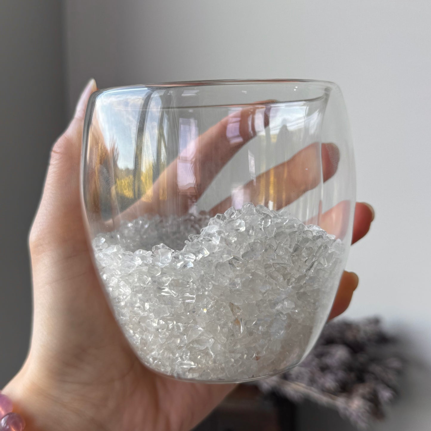 Clear Quartz Chip Glass Cup