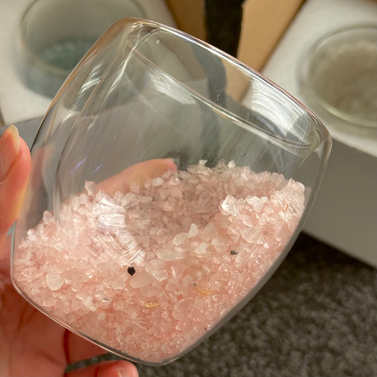 Rose Quartz Chip Glass Cup